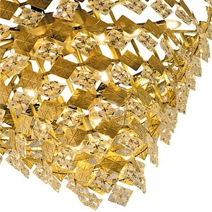 Modern hotel living room luxury rectangular round gold high class k9 crystal chandelier