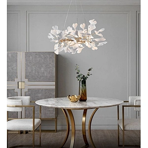 Simple white copper ceramic leaf dining room chandeliers, Nordic designer, iron ceramic chandeliers&pendant lights