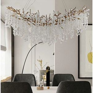 Creative Living Room Snow Chandelier Room Bedroom Light Modern Copper Branch Dining Room Ceiling Glass Chandelier