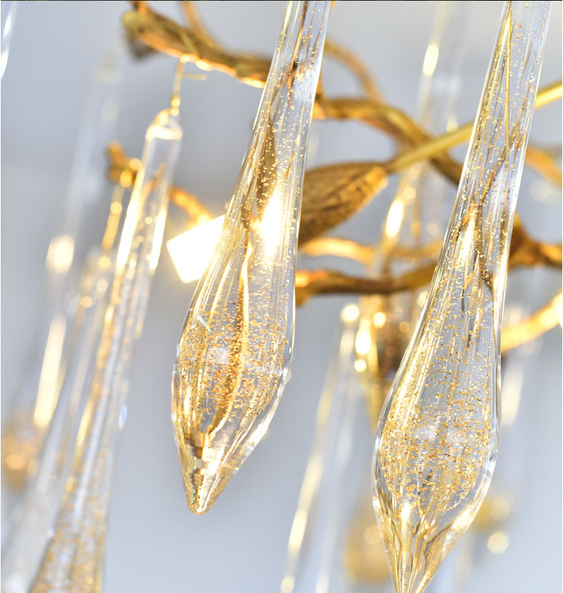 Modern custom designed hotel lobby branch glass chandeliers luxury villa staircase chandeliers