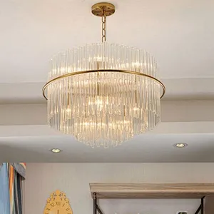 Modern crystal glass bar living room dining room bedroom round pendant lamp