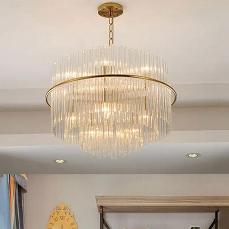 Modern crystal glass bar living room dining room bedroom round pendant lamp