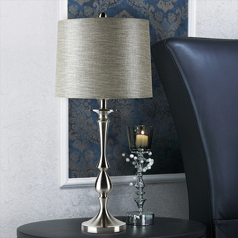 European style silver with fabric lamp shape