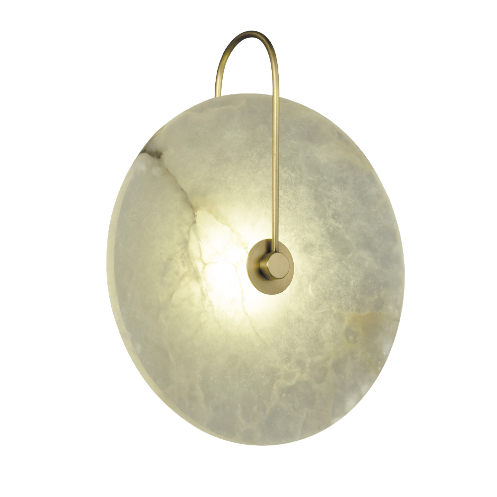 Modern indoor nordic hotel brass marble luxury bedside reading light wall lamp