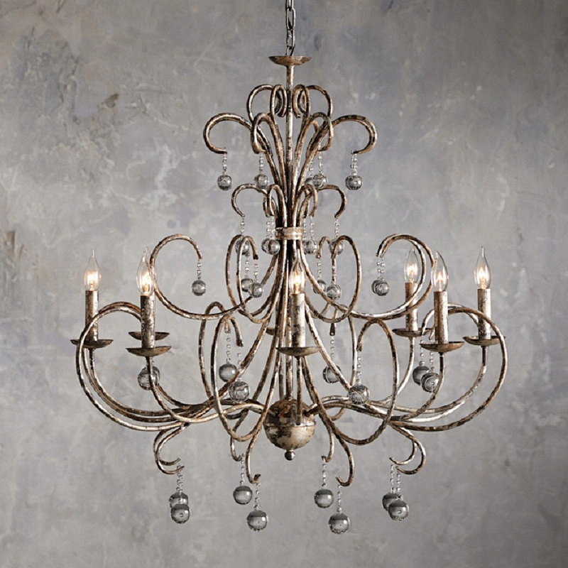 Customized hotel lobby restaurant atmosphere decorated with luxury chandeliers classical villas made of iron chandeliers