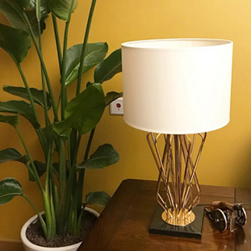 Wholesale modern luxury bes side E27 marble gold fabric table lamp