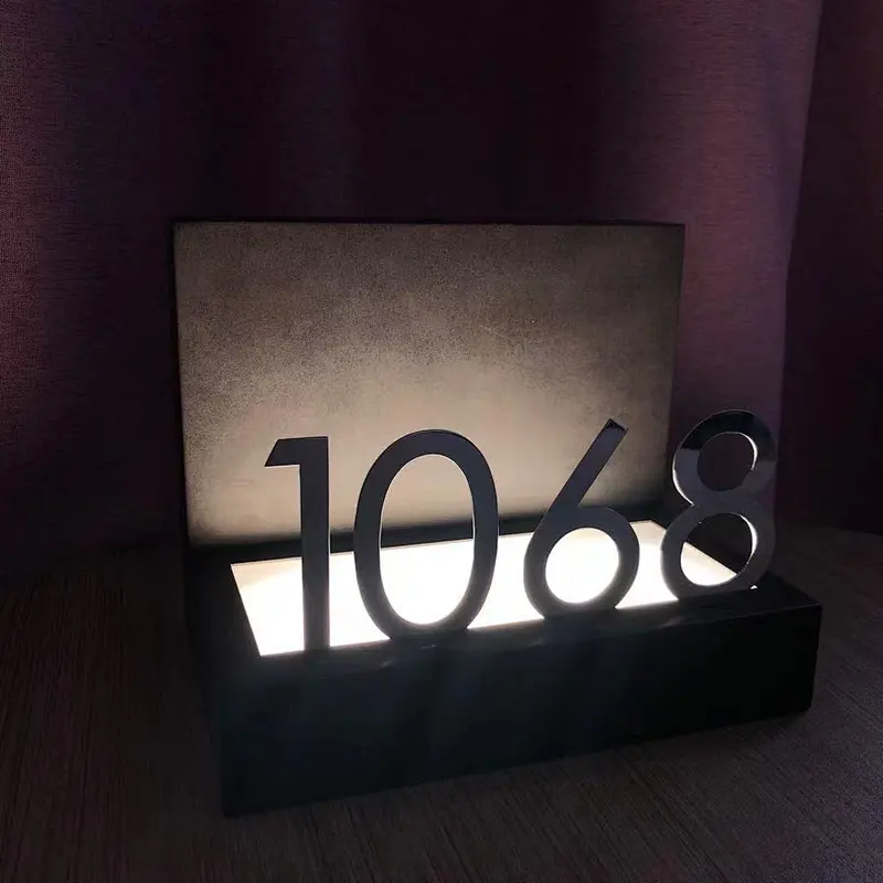 8W custom hotel door number wall light simple silver square stainless steel LED wall light