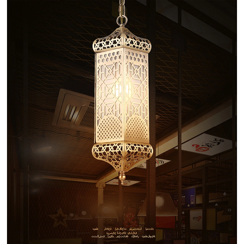 All Copper Moroccan Chandelier Living Room Lamp Hollow-Out Carved Flower Lamp Cafe Lighting Creative Personality Restaurant Lamp