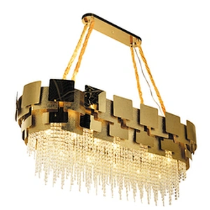 Modern hotel living room luxury rectangular round gold high class k9 crystal chandelier