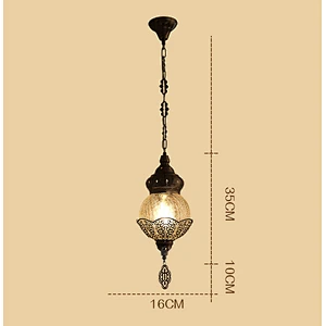 15W E27 creative handmade ice cracked glass lampshade hotel restaurant chandelier iron Moroccan style hollow chandelier