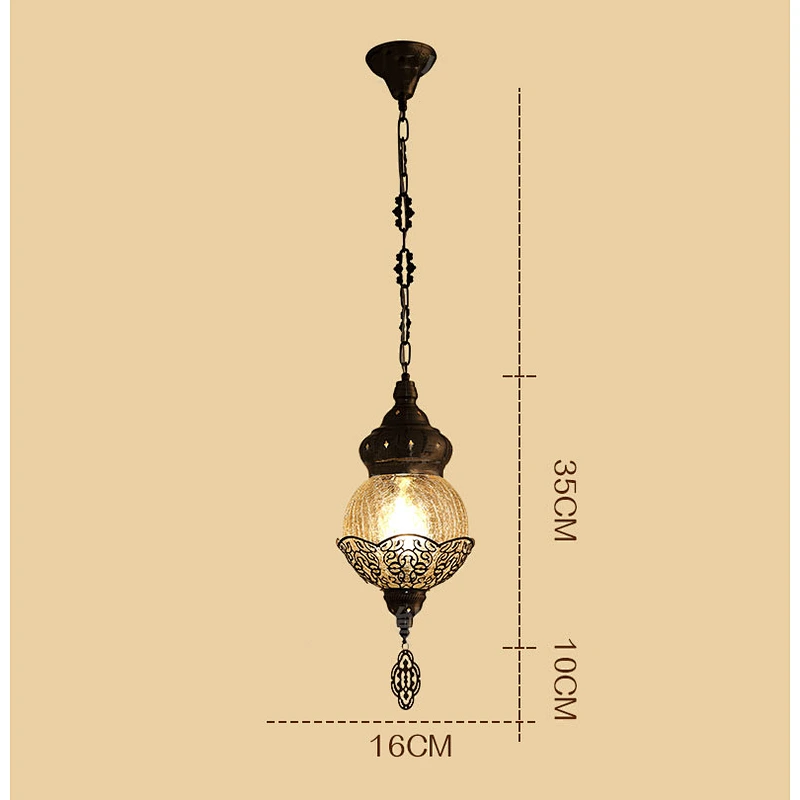 15W E27 creative handmade ice cracked glass lampshade hotel restaurant chandelier iron Moroccan style hollow chandelier