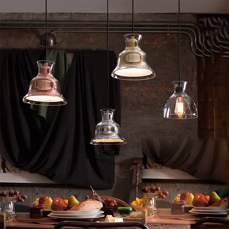 Vintage style custom color glass lightshade Edison bulbs pendant lamp
