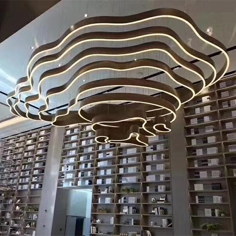 Customizable lighting large hotel lobby decoration luxury ring led chandeliers