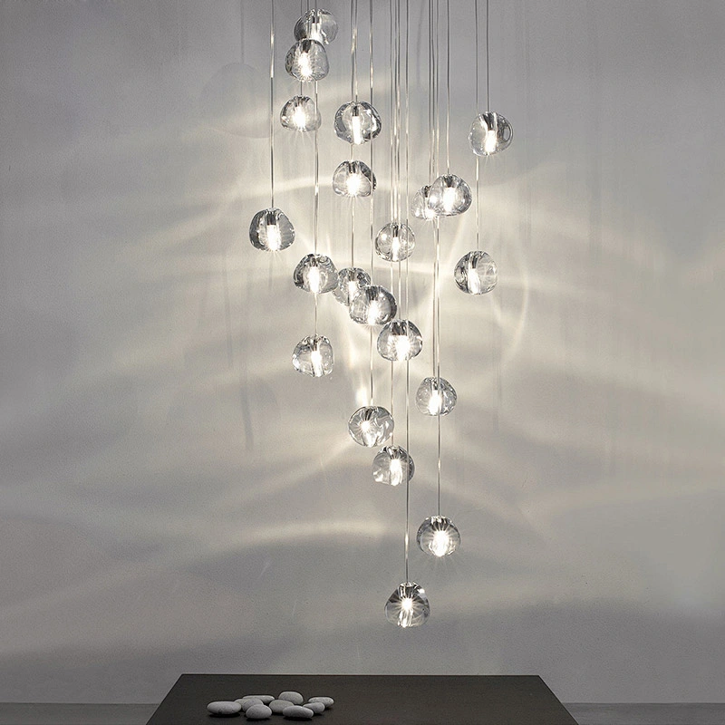 Modern design Solid Bubble Crystal Clear Glass Balls Project led modern Chandelier
