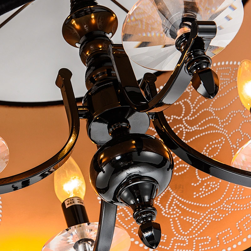 Pendant Lamp Modern Hotel Hanging Black Fabric + Iron + Crystal Contemporary Rebecca Lighting Ultraviolet Lamps Hotel,hotel 3200