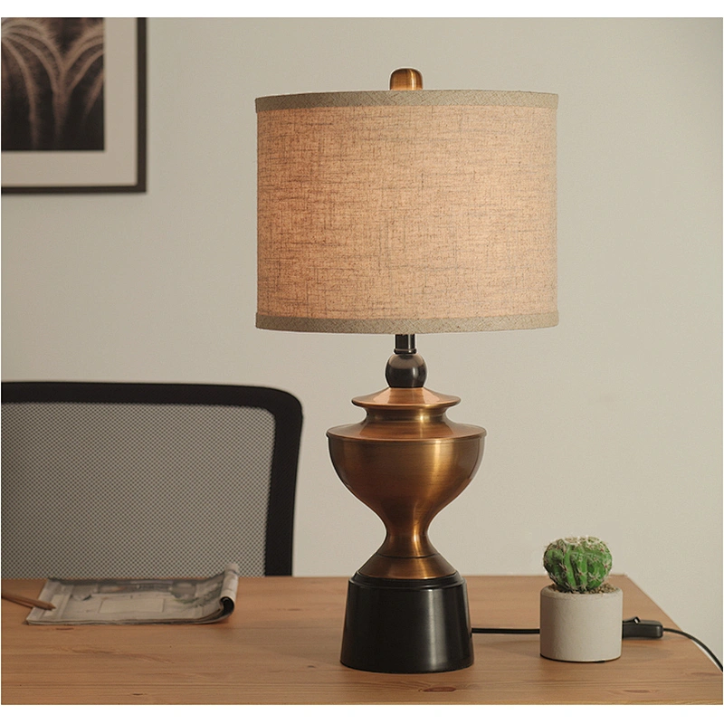 American Custom Design Iron Bronze Table Lamp Vintage Hotel Desk Tables Lighting