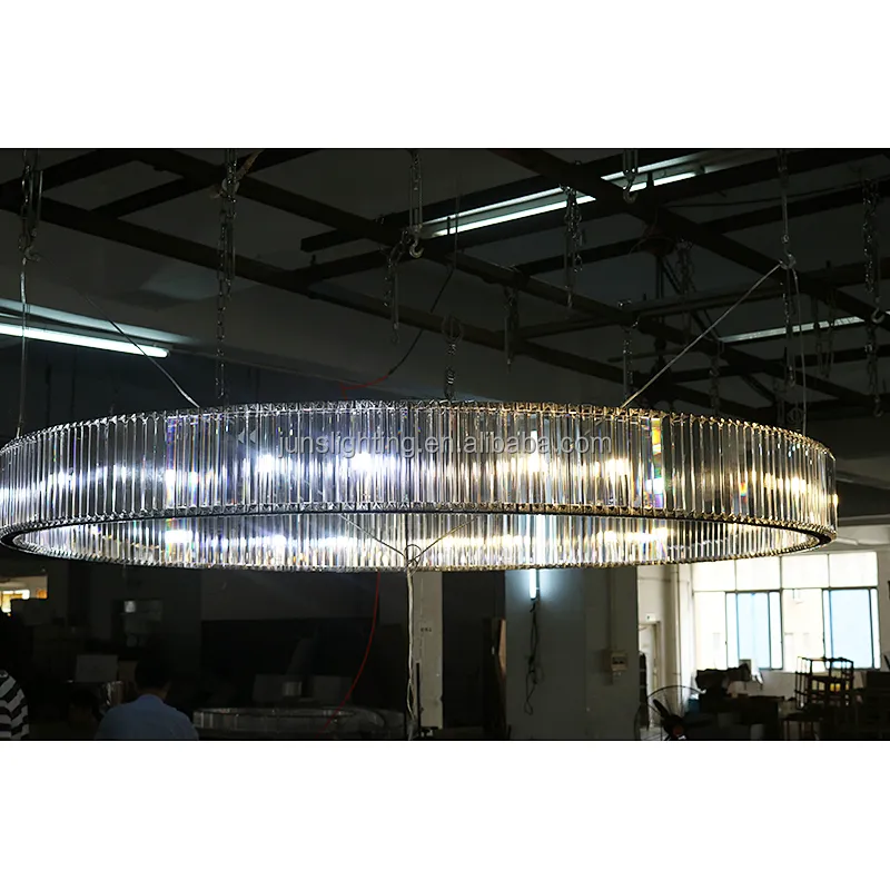 Big Circle Crystal Strip Project Pendant Lamp With 2 Color Light Chandeliers Pendant Lights