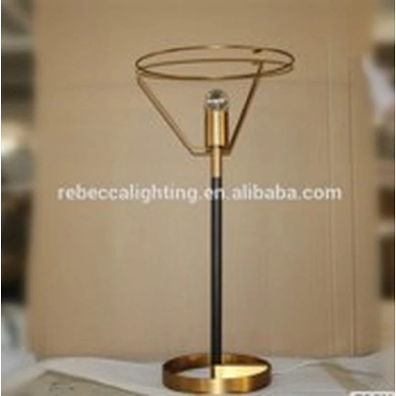 round black shade and brass base bedside table lamp