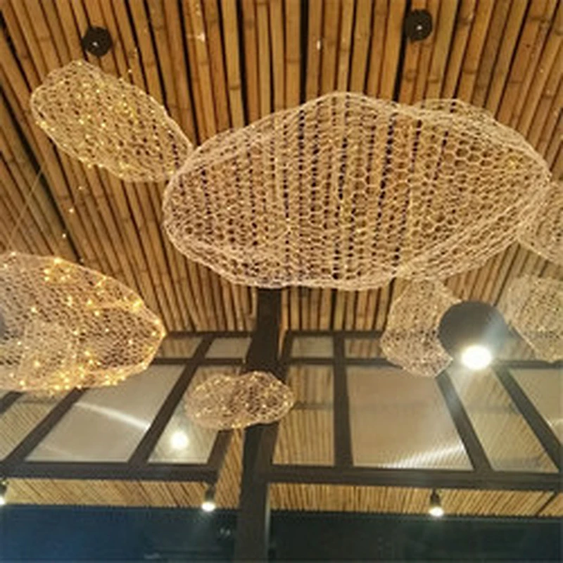 Creative Wire mesh floating clouds pendant lamp lighting light for hotel