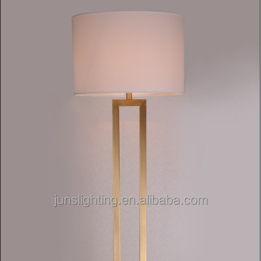 Royal modern fabric floor lamp in polish brass