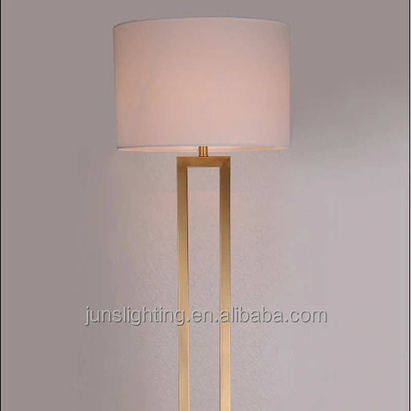 Royal modern fabric floor lamp in polish brass