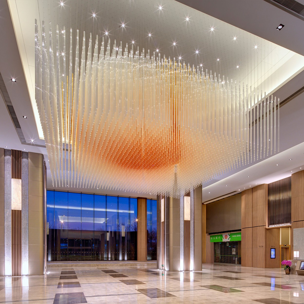 Customizable large hotel project lobby luxury crystals lighting amber crystal chandelier