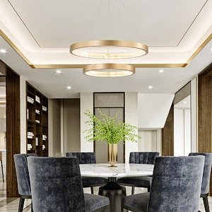 Modern iron living room chandelier luxury villa restaurant atmosphere lighting hotel engineering custom ring chandeliers