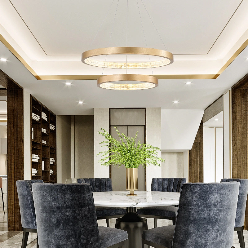 Modern iron living room chandelier luxury villa restaurant atmosphere lighting hotel engineering custom ring chandeliers