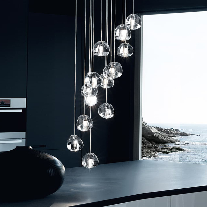Modern design Solid Bubble Crystal Clear Glass Balls Project led modern Chandelier