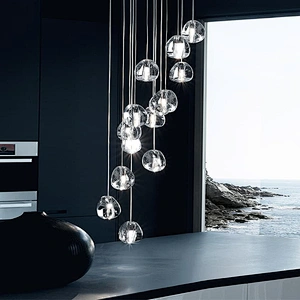 Modern design Solid Bubble Crystal Clear Glass Balls Project led modern Chandelier