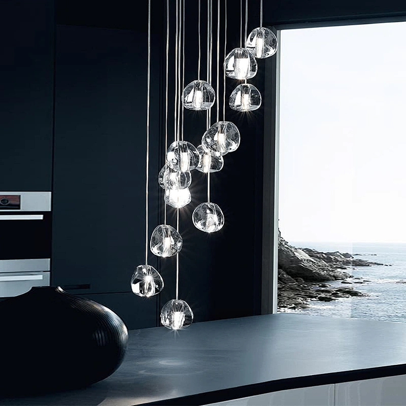 Modern design Solid Bubble Crystal Clear Glass Balls Project led modern Chandelier