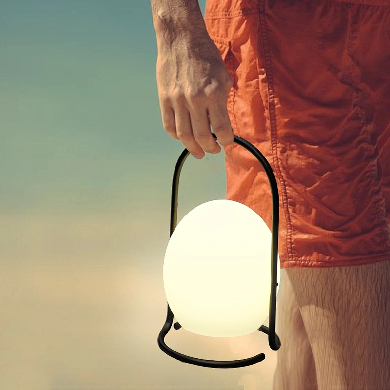 New design outdoor portable LED wireless table lamp iron acrylic USB rechargeable LED table lamp IP65 1.5W