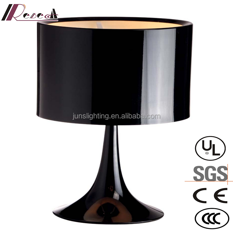 Simple Aluminium Shade Polished Black Led Table Lamps Modern Desk Lamp
