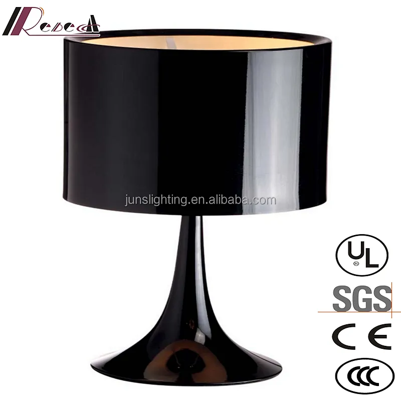 Simple Aluminium Shade Polished Black Led Table Lamps Modern Desk Lamp