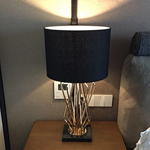 Wholesale modern luxury bes side E27 marble gold fabric table lamp