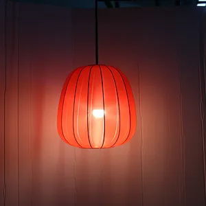Chinese Traditional Style Red Paper Lantern Shape Shade Pendant Lamp Unique Lighting