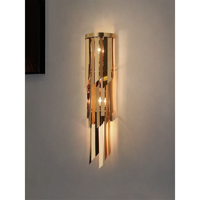 Creative Villa Bedroom Headbed Living Room Wall Lamp Stainless Steel Irregular High-Grade Hotel Engineering Wall Lamp