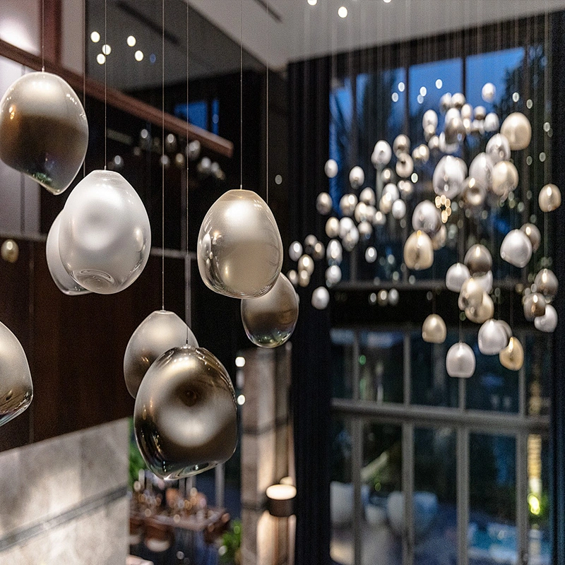 Modern design project hotel lobby dining room glass luxury chandelier