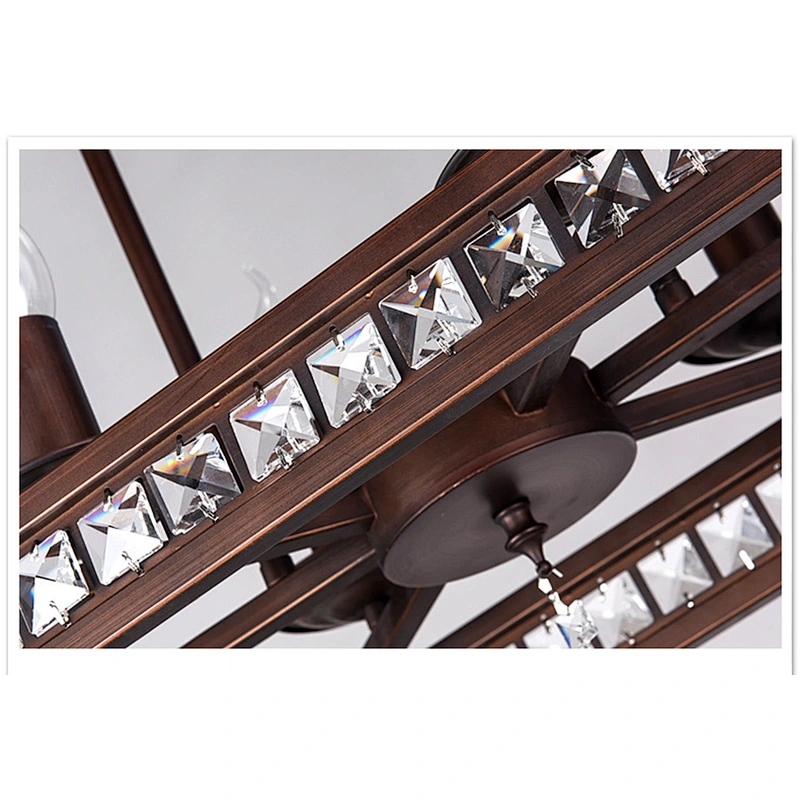 Modern Simple Village Crystal Chandelier Iron Pendant Light For Living Room