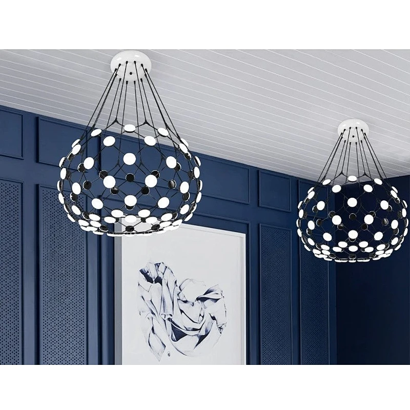 Modern White And Black Net Pendant Light Acrylic White Oval Led Pendant Lighting