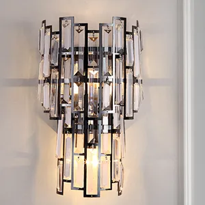 Postmodern Europe Garden Corridor Glass Crystal Luxury Bedside Wall Lamp