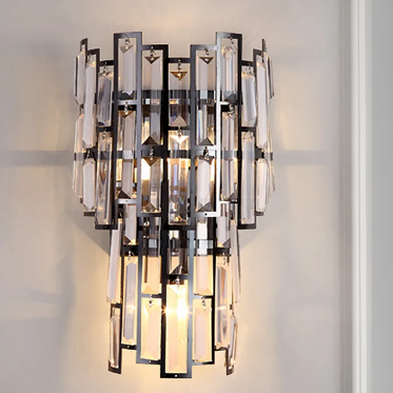 Postmodern Europe Garden Corridor Glass Crystal Luxury Bedside Wall Lamp
