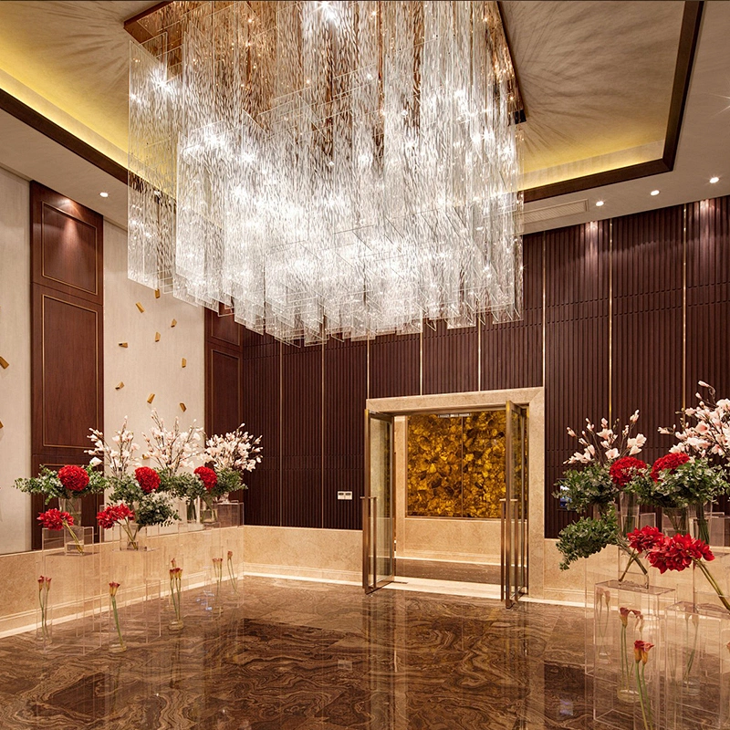 Modern Hotel Lobby Project Custom Luxury Crystal Glass Chandelier Pendant Lights