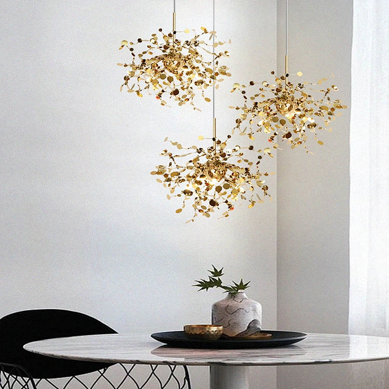 Modern design hotel restaurant living room decorative lighting stainless steel led ceiling chandelier