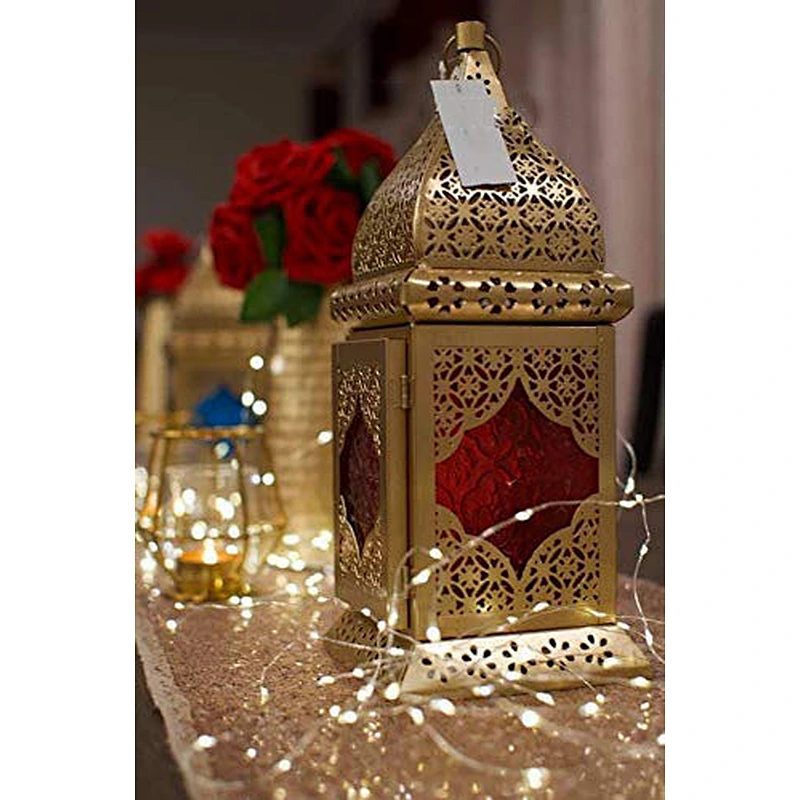 Simple restaurant atmosphere Islamic style iron table lamp custom hotel glass Moroccan table lamp