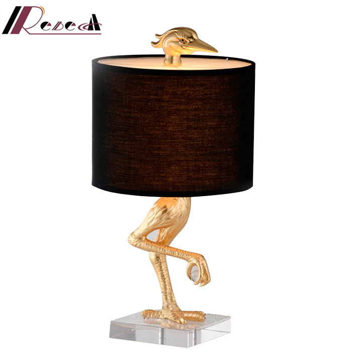 Hot Design Special Design Animal Shape Crane Artistic Gold Table Lamps
