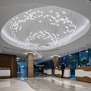 Custom made hotel large lobby modern ceiling pendants crystal lighting chandelier