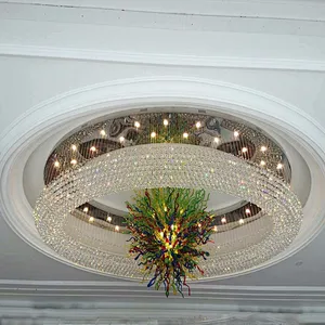 Customized Guzhen Hotel Crystal Ceiling Lighting Big Project Lamp Chandeliers Pendant Lights