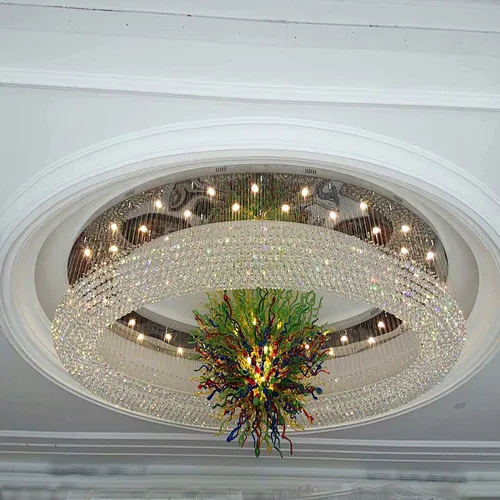 Customized Guzhen Hotel Crystal Ceiling Lighting Big Project Lamp Chandeliers Pendant Lights