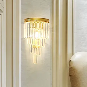 Modern indoor nordic hotel brass glass luxury bedside wall lamp